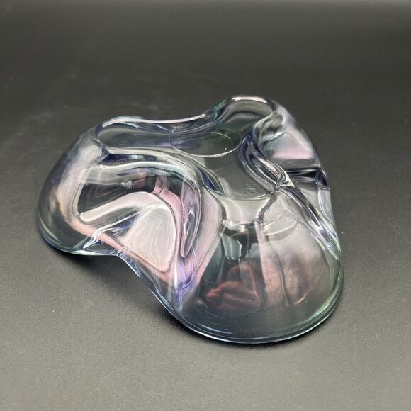 Vintage Iridescent Purple Ashtray Art Glass Retro Catchall Trinket MCM - Picture 9 of 16